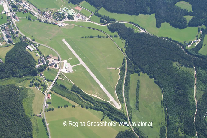Flugplatz Mariazell logm - die versetzte Schwelle der Piste 15