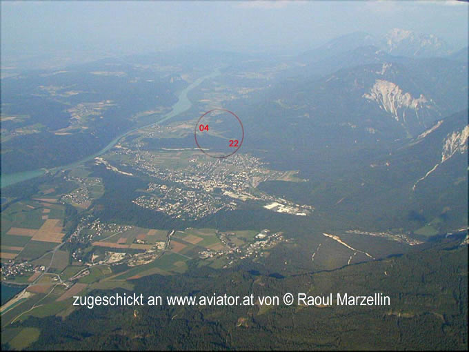 Luftaufnahme Flugplatz Ferlach Gleinach lokg: ca 5 min nach überfliegen Loiblpass in Richtung Nord