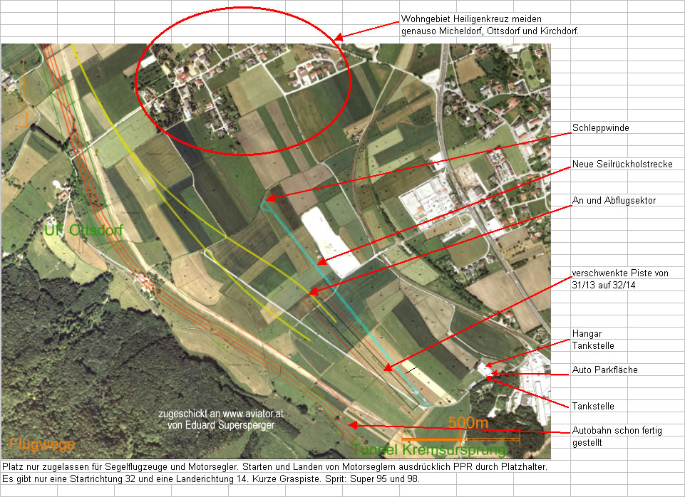 Flugplatz Micheldorf lolm: Anflugplan