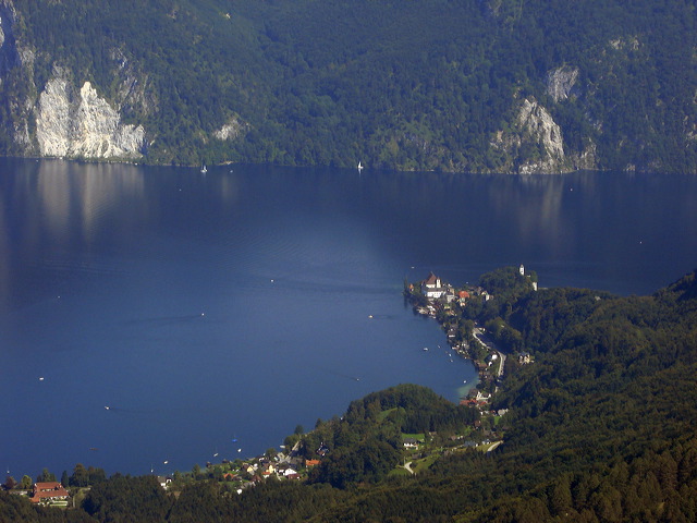 Traunsee, Luftaufnahmen, Sommer, Österreich, Oberösterreich, Berge, Flugplätze, Luftbilder, Rundflug