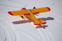Schweiz, Luftaufnahmen, Gletscherflug, Gletscherlandung, Alpenflug, Gebirgsfliegerei, Gebirgsflug, Mountain flying, Piper Cub, Hans Fuchs, Flugchronik, Luftaufnahme, Ski-Flugzeug, Ski plane
