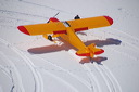 Schweiz, Luftaufnahmen, Gletscherflug, Gletscherlandung, Alpenflug, Gebirgsfliegerei, Gebirgsflug, Mountain flying, Piper Cub, Hans Fuchs, Flugchronik, Luftaufnahme, Ski-Flugzeug, Ski plane